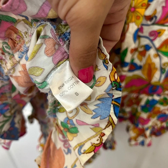 ! HOUSE OF HARLOW  Puff Sleeve Smocked Tiered Ruffle Paisley-Floral small - Picture 5 of 6